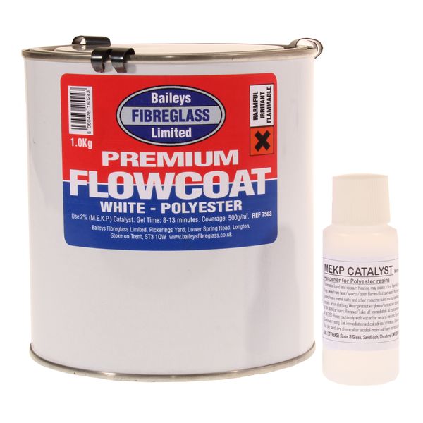 Baileys Premium Flowcoat in Brilliant White (1kg / with Hardener)