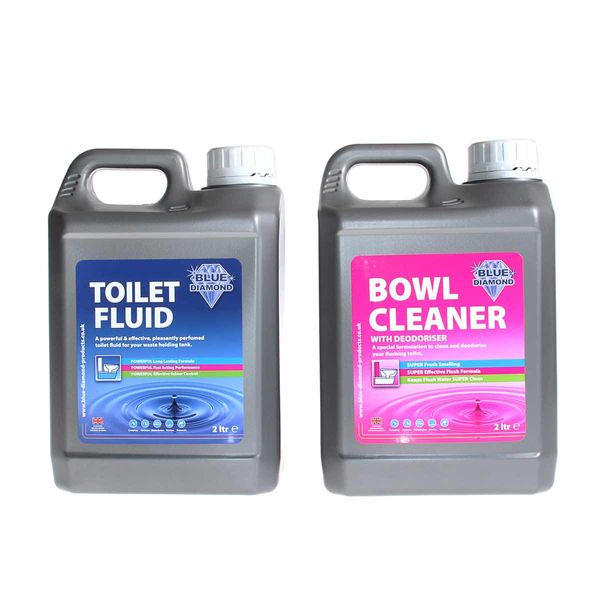 Blue Diamond Double Pack Toilet Fluid Blue & Bowl Cleaner Pink (2L+2L)