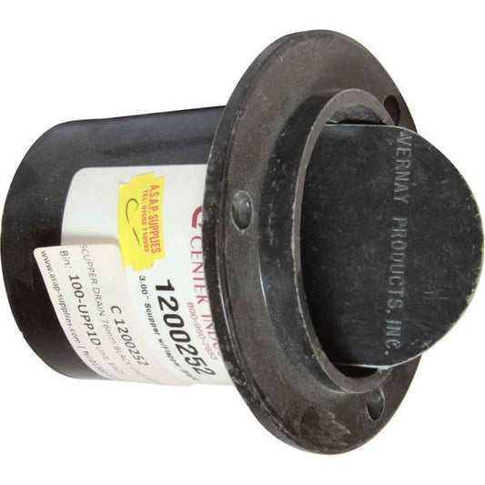 Centek GRP Scupper Drain With Flap (Black / 3")