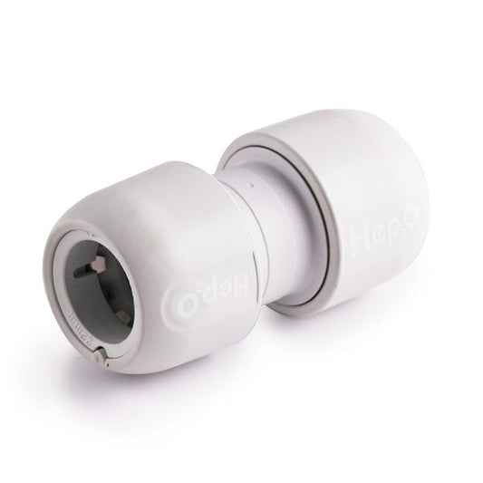 Hep2O HD1 Push Fit Straight Connector White (15mm)