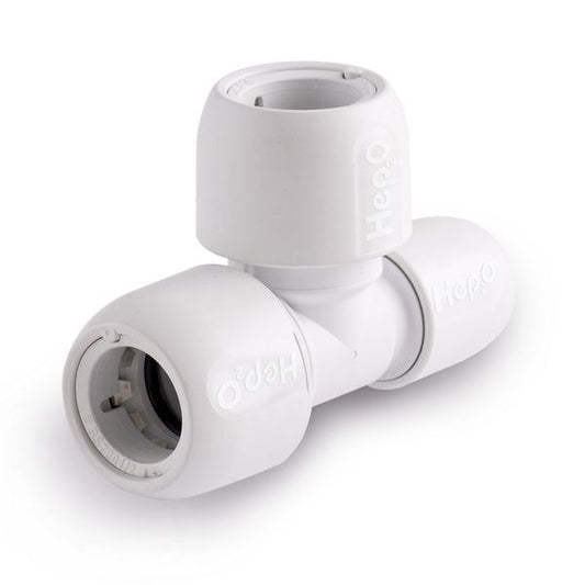 Hep2O HD12 Push Fit Reducing Tee White (22mm x 15mm x 22mm)