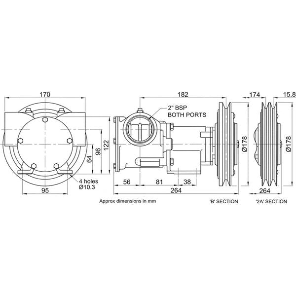 Jabsco 50270-2211 Bronze Clutch Pump (12V / 2" BSP / Single B)