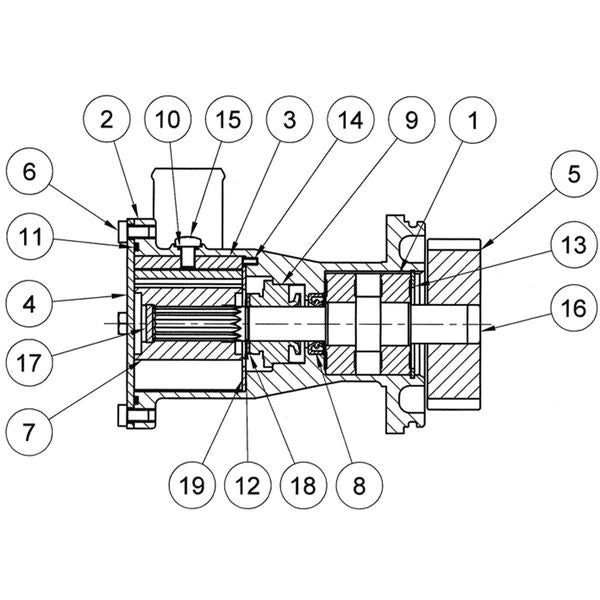 Jabsco Engine Cooling Pump 50440-1501A (32mm Hose / Flange Mount)