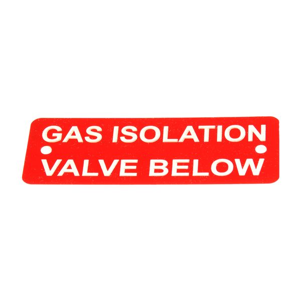 Gas Isolation Below Label (L) Red with White Engraving 105mm x 40mm