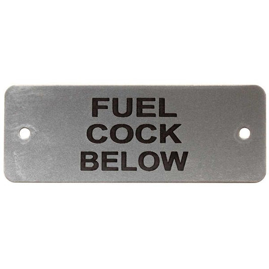 Fuel Cock Below Label (L) Silver with Black Engraving 105mm x 40mm