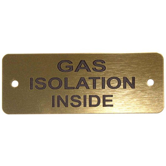 Gas Isolation Inside Label (L) Gold with Black Engrave 105mm x 40mm