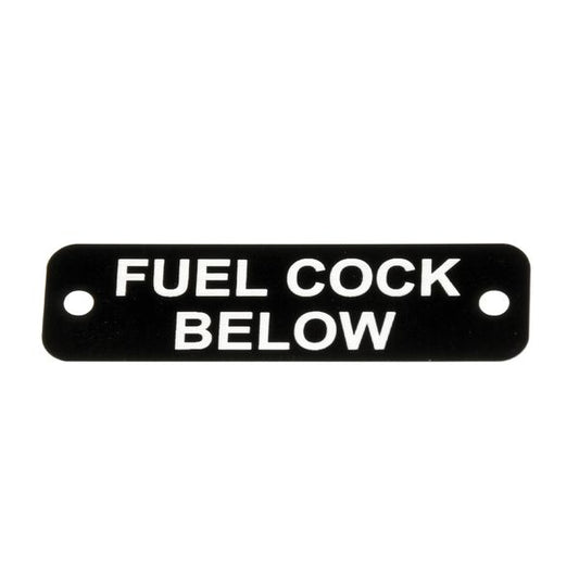 AG Fuel Cock Below Label (S) Black with White Engraving 75mm x 22mm