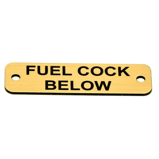 AG Fuel Cock Below Label (S) Gold with Black Engraving 75mm x 22mm