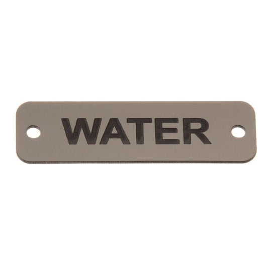 AG Water Label (S) Silver with Black Engraving 75mm x 22mm