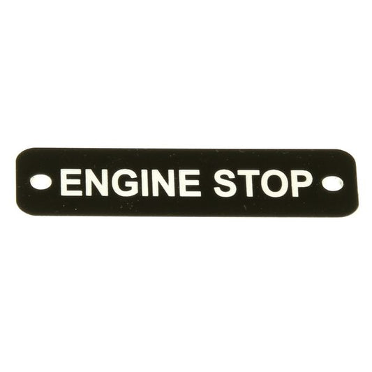 AG Engine Stop Label (S) Black with White Engraving 75mm x 22mm