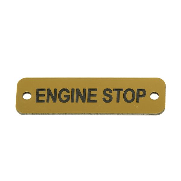 AG Engine Stop Label (S) Gold with Black Engraving 75mm x 22mm