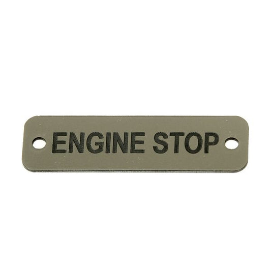 AG Engine Stop Label (S) Silver with Black Engraving 75mm x 22mm