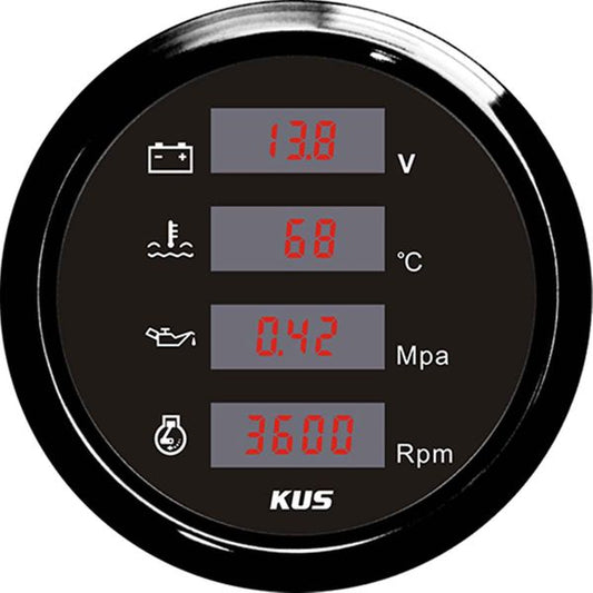KUS Combination Gauge in Black (4 in 1 Gauge / 3.4")
