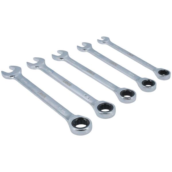 Laser Tools Ratchet Ring Combination Spanner Set 5-Piece (10mm - 15mm)