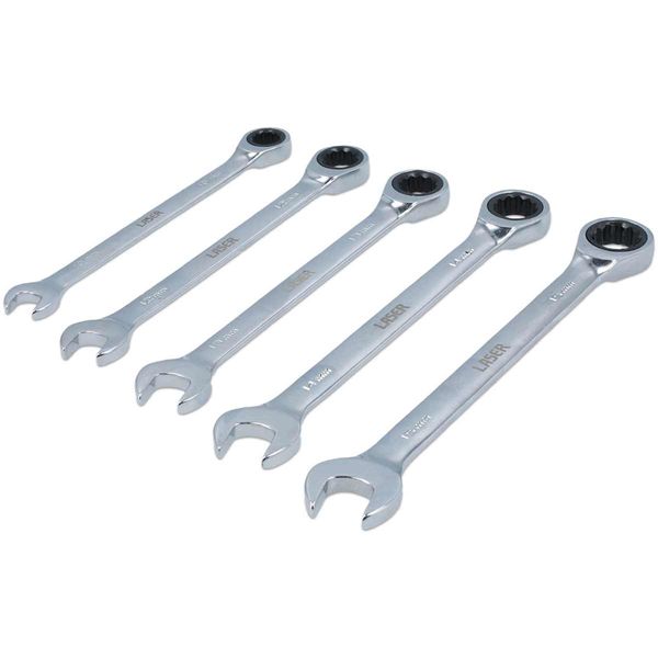 Laser Tools Ratchet Ring Combination Spanner Set 5-Piece (10mm - 15mm)