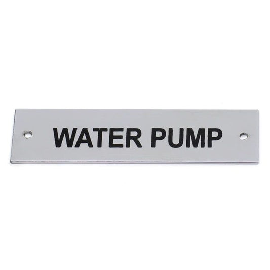 AG Screen Printed Water Pump Label Chrome 75 x 19mm