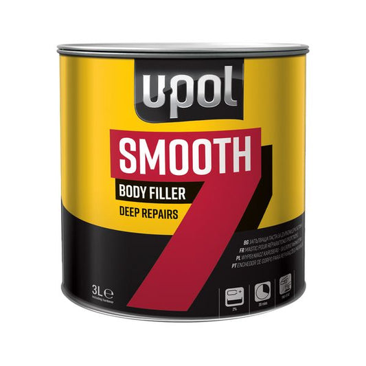 U-POL Smooth 7 Body Filler for Deep Repairs Light Grey 3 Litres