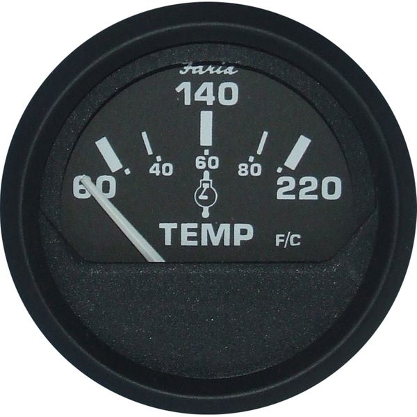 Faria Beede Outboard Temperature Gauge in Euro Black Style (US)