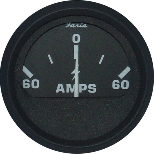 Faria Beede Ammeter Gauge 60-0-60 (Aluminium Bezel / Euro Black)