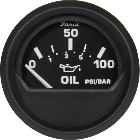 Faria Beede Oil Pressure Gauge 100PSI in Euro Black Style (US Resist)