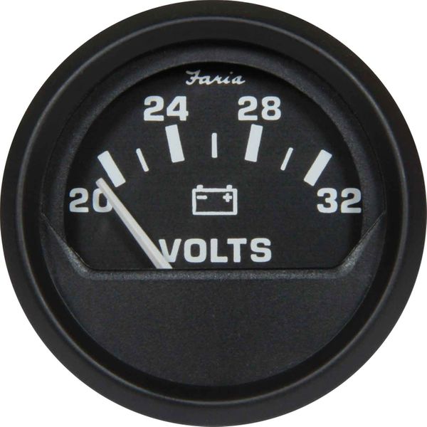 Faria Beede Voltmeter Gauge in Euro Black Style (24V)