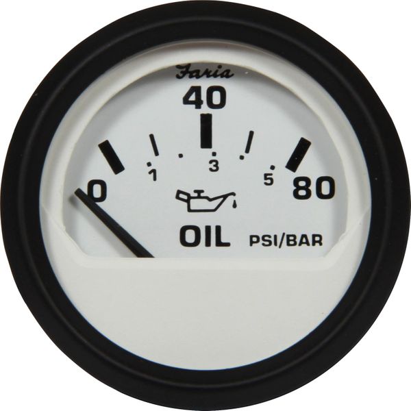 Faria Beede Oil Pressure Gauge 80PSI in Euro White (US Resistance)