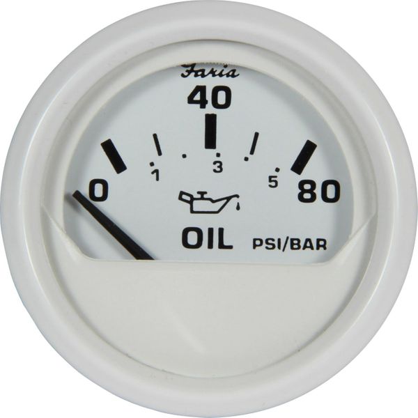 Faria Beede Oil Pressure Gauge 80PSI in Dress White Style (US Resist)