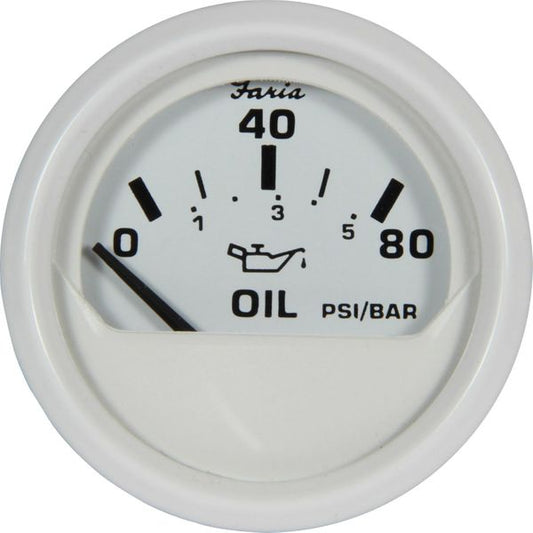 Faria Beede Oil Pressure Gauge 80PSI in Dress White Style (US Resist)