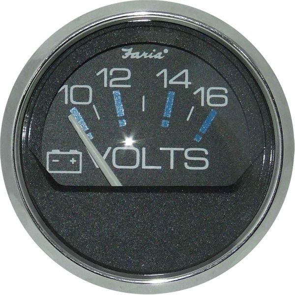 Faria Beede Voltmeter Gauge in Chesapeake SS Black Style (12V)