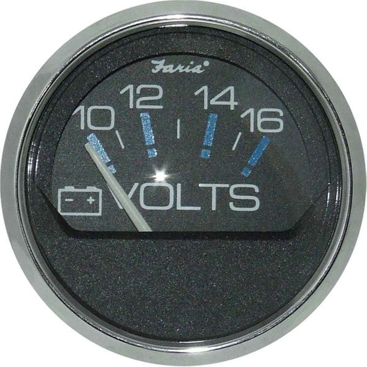 Faria Beede Voltmeter Gauge in Chesapeake SS Black Style (12V)