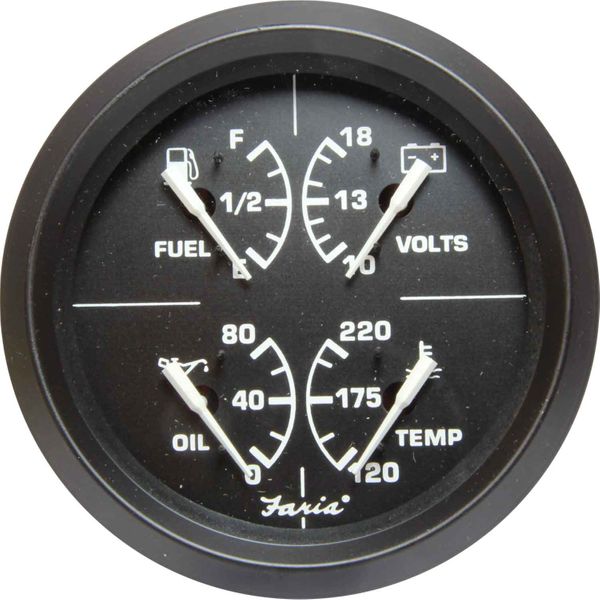 Faria Beede Combination Gauge in Euro Black (4 in 1 / 4")