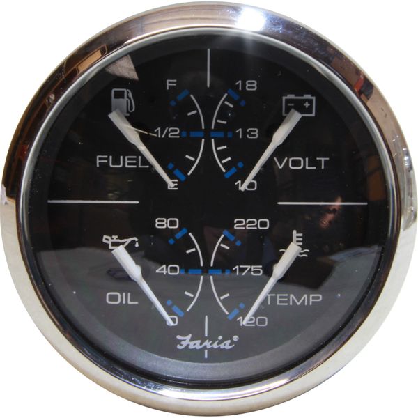 Faria Beede Combination Gauge in Chesapeake SS Black (4 in 1 / 4")