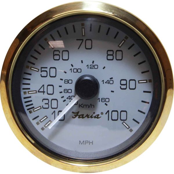 Faria Speedometer in Signature Gold (Mechanical Pitot Tube / 100MPH)