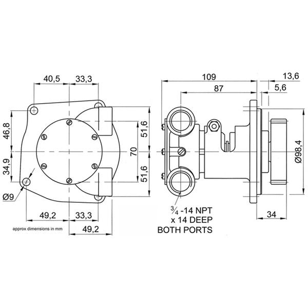 Jabsco Engine Cooling Pump 10970 (3/4" NPT / Flange Mount)