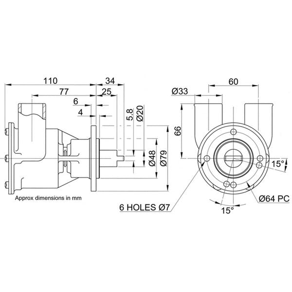 Jabsco Flange Mounted Engine Cooling Pump 23430-1601 (32mm Ports)