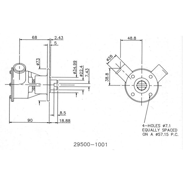 Jabsco Engine Cooling Pump 29500-1001 (28mm Hose / Flange Mount)