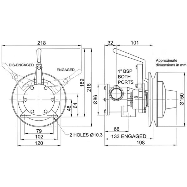 Jabsco 51080-2001 Clutched Pump For Bilge / Deckwash (80LPM / 1" BSP)