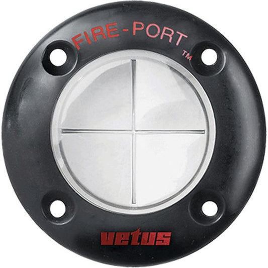 Vetus Black Fire Port with Straight Hose Adaptor (38mm Hole, 76mm OD)